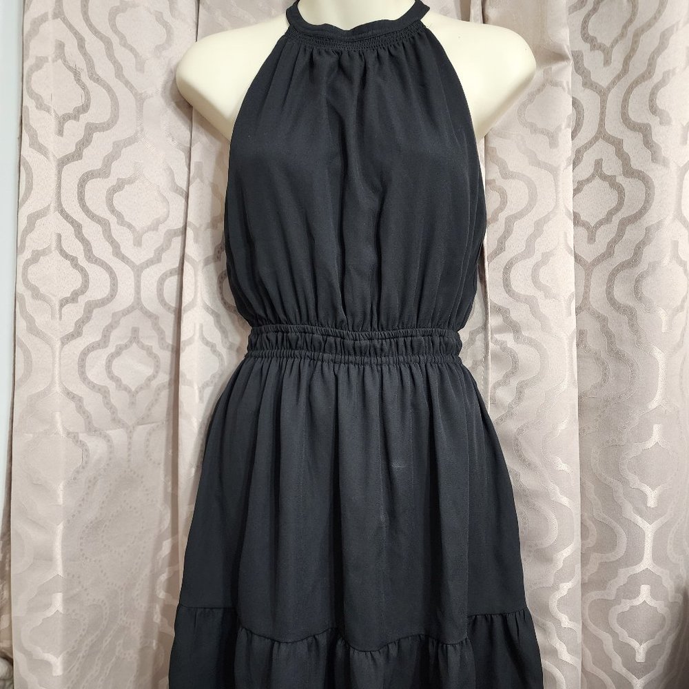 Shinestar black sleeveless ruffle ladies dress size small